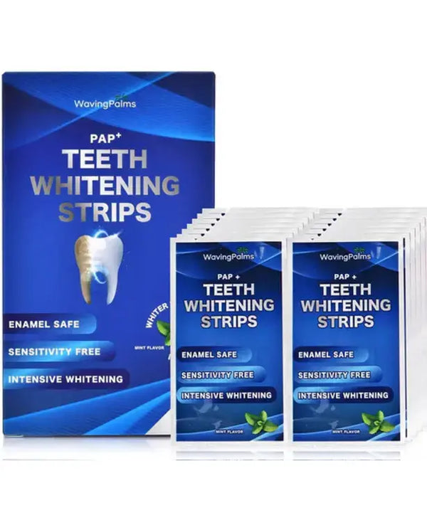 Waving Palms Teeth whitening Strip, 28 Sensitivity Free Whitening Strips, Peroxide Free, 14 Treatments for Teeth whitening, Professional and Safe Teeth whitening Strips
