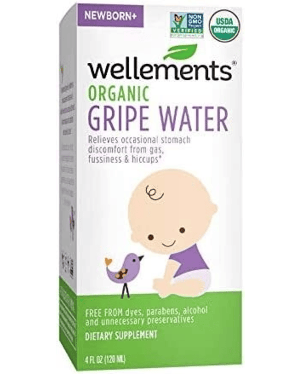 Wellements Organic Gripe Water, 4 Fl Oz, Eases Baby's Stomach Discomfort and Gas, Free from Dyes, Parabens, Preservatives
