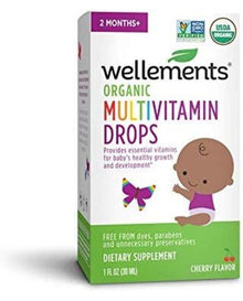 Wellements Organic Multivitamin Drops, 1 Fl Oz, Baby Liquid Vitamin Supplement for Infants & Toddlers, Provides Daily dose of Vitamins A,B,C,D & E.* No Artificial Colors or Unnecessary Preservatives
