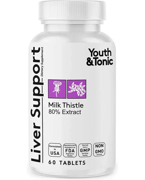 Youth & Tonic Liver Detox Cleanse Pills with Silymarin Milk Thistle Complex to Maintain a Good Liver Health | Liver Support Supplement | 60 Herbal Capsules
