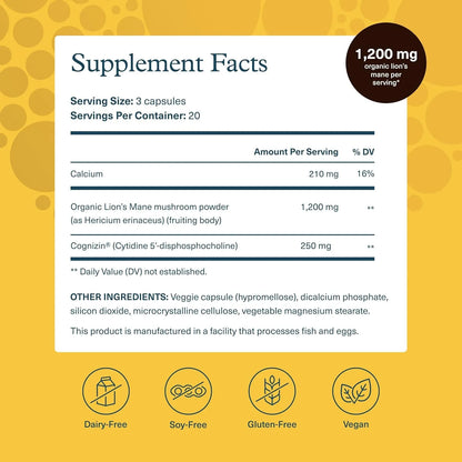 Youtheory Lion's Mane - 60 Vegetarian Capsules