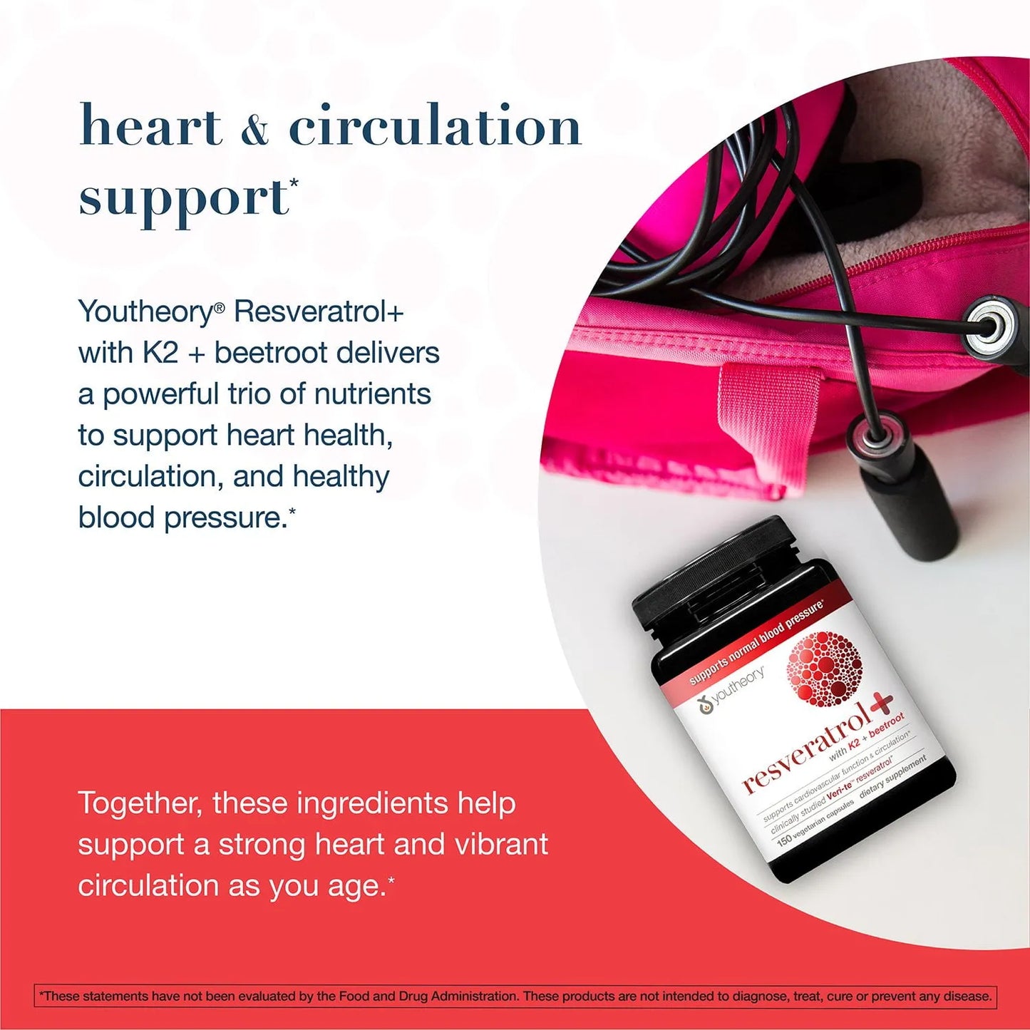 Youtheory Resveratrol+ with K2 + Beetroot Supplement Capsules, 150 ct.