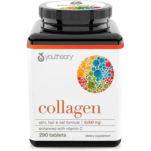 Youtheory Collagen with Vitamin C, Advanced Hydrolyzed Formula for Optimal Absorption, Skin, Hair, Nails and Joint Support, 290 count
