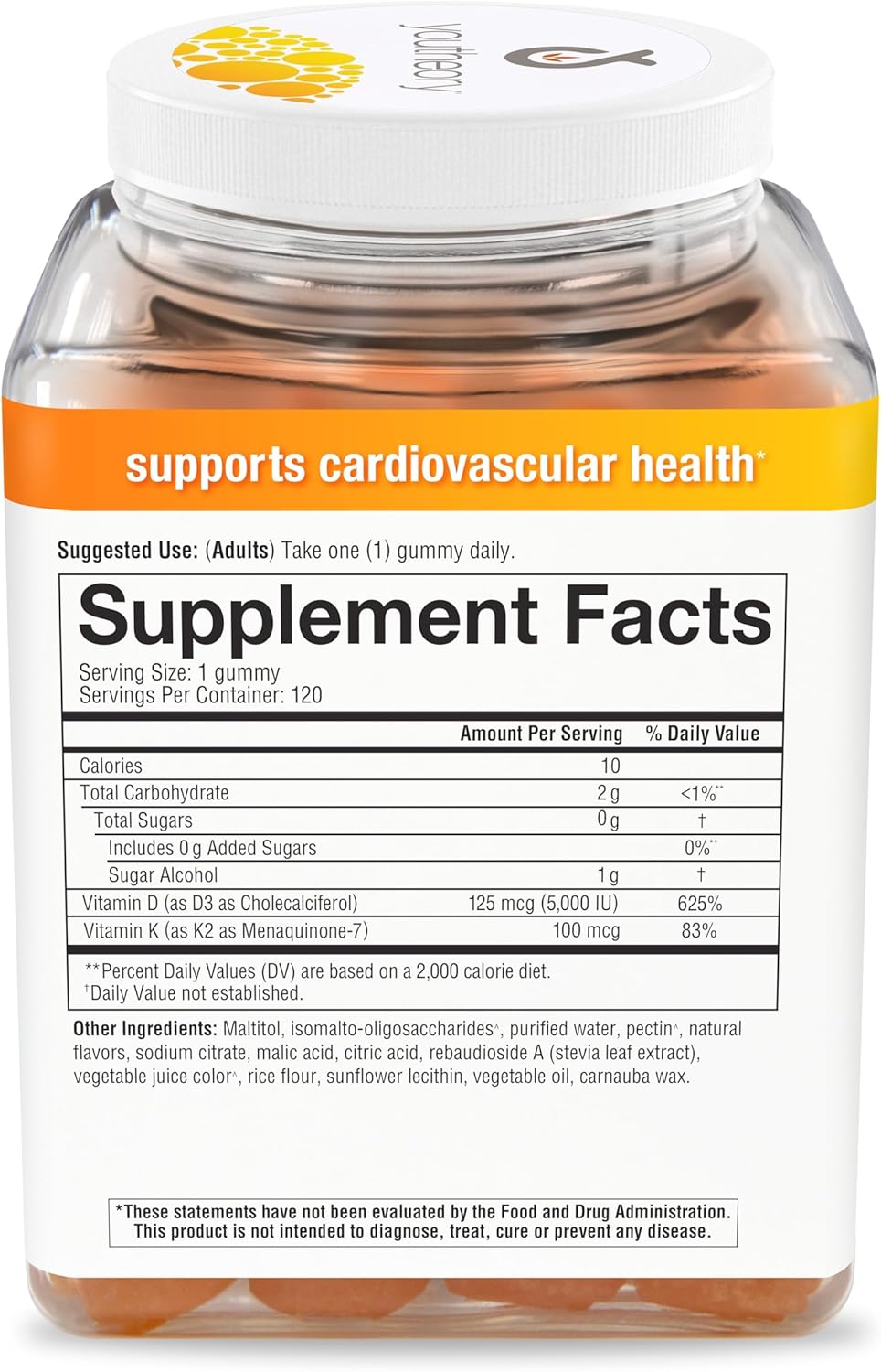 Youtheory K2D3 Zero Sugar Gummies, 120 ct.