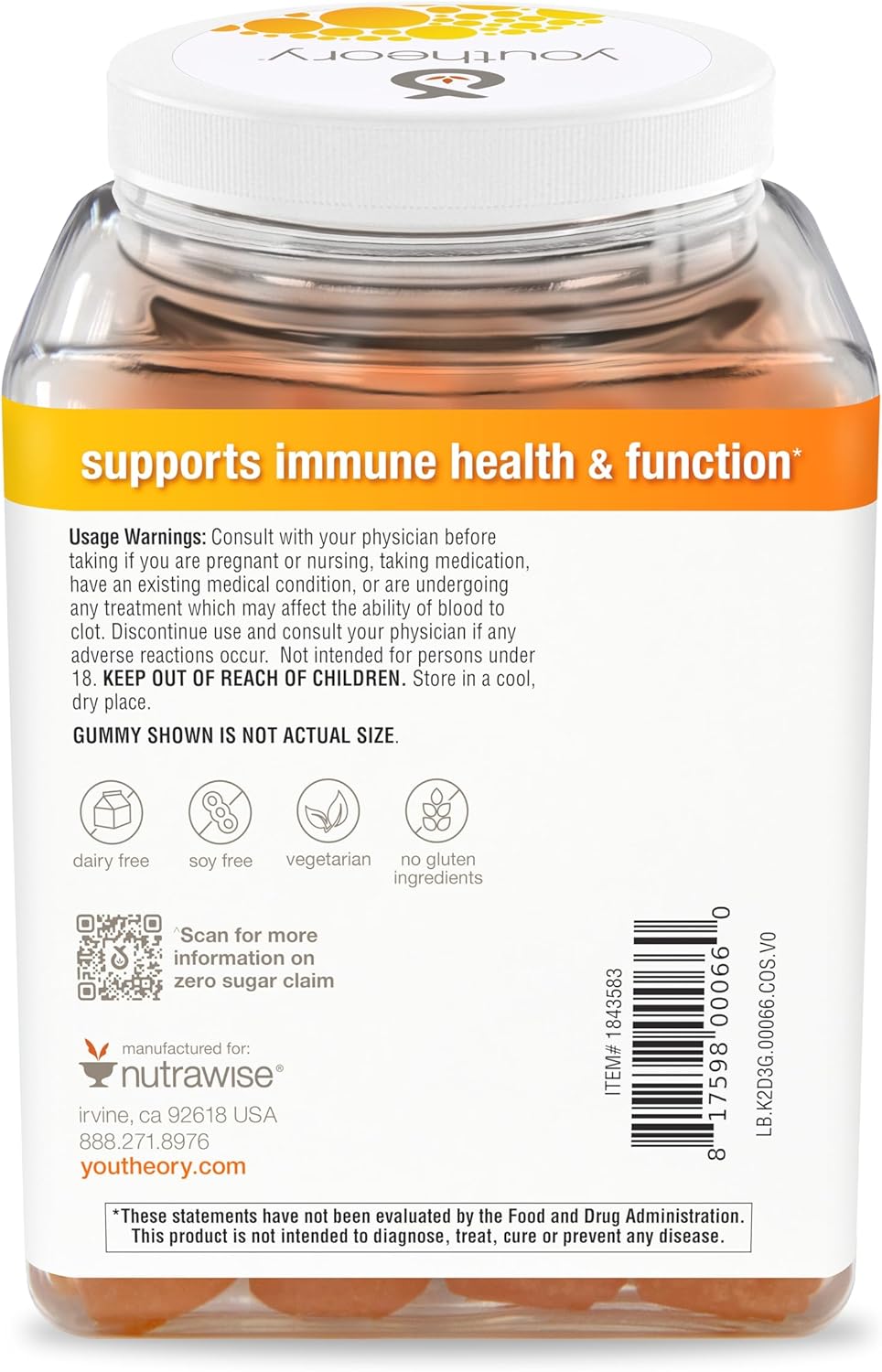 Youtheory K2D3 Zero Sugar Gummies, 120 ct.