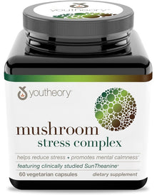 Youtheory Mushroom Stress Complex, Organic Full-Spectrum - 60 Vegetarian Capsules
