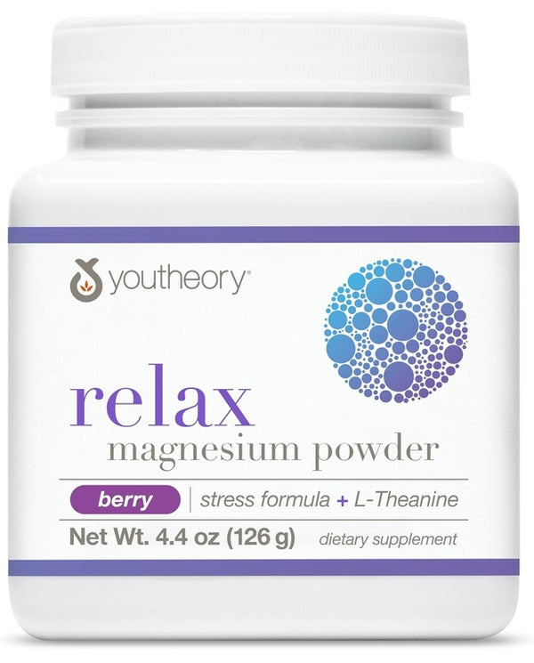 Youtheory Relax Magnesium Powder - Supports Relaxation* - Dairy, Soy & Gluten Free - Berry, 4.4 oz
