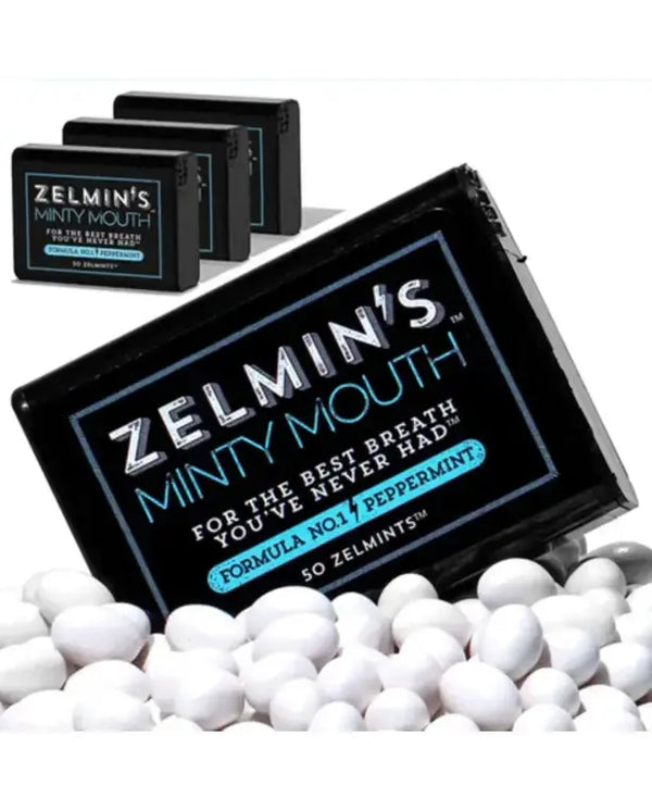 Zelmin's Minty Mouth Breath Freshener - (3 Pack) Long Lasting Bad Breath Treatment For Adults That Works With Your Gut - Bad Breath Pills Are Alcohol
