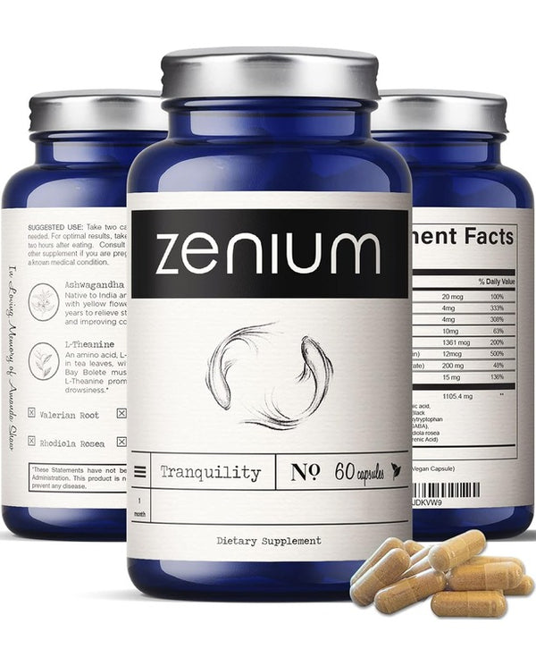 Zenium - Relieve Stress, Tension, Worry, Nervousness, & Irritability | Calm The Mind & Body - 60 Capsules
