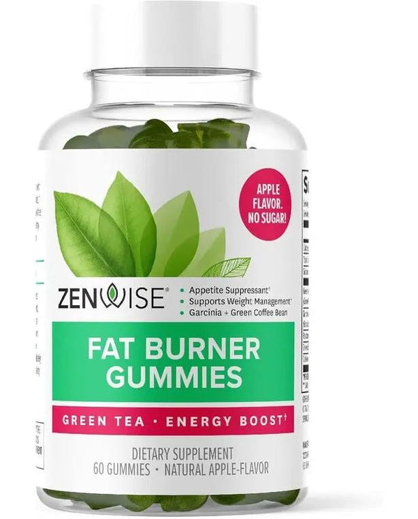 Zenwise Fat Burner Gummies - Appetite Suppressant for Weight Loss with Green Tea Extract and Garcinia Cambogia for Metabolism Plus Green Coffee Bean and Raspberry Ketone - 60 Count Apple Gummies
