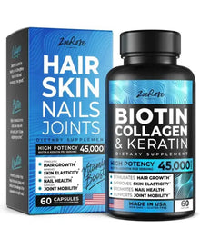 ZoeRose Biotin, Collagen & Keratin - Skin, Hair and Nails for Women - 60 counts
