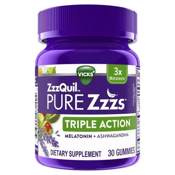 ZzzQuil Pure Zzzs Triple Action Gummy Melatonin Sleep Supplement - 30 Count
