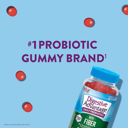 Digestive Advantage Prebiotic Fiber Gummies + Probiotics for Digestive Health, Daily Gummies for Women & Men, Digestive Supplement for Regularity
