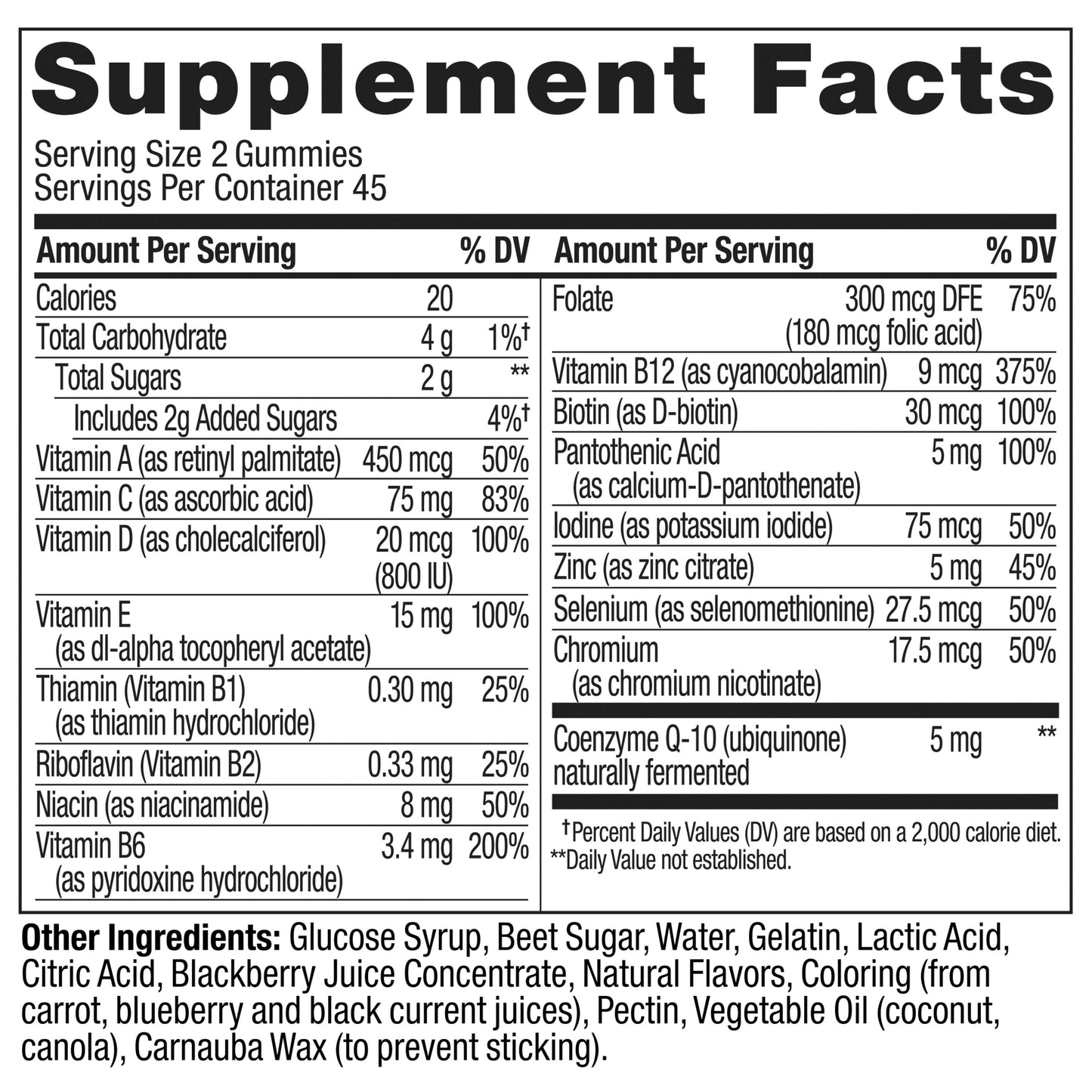 OLLY Men's Gummy Multivitamin, 45 Day Supply, BlackBerry Blitz, 90 Gummies