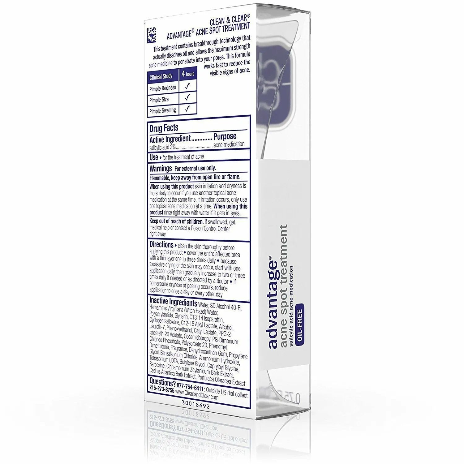 Clean & Clear Advantage Acne Spot Treatment with 2% Salicylic Acid, 0 ...