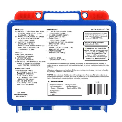 Equate On-the-Go First Aid Kit - Home, Travel, Office, Auto, School, 85 Pieces