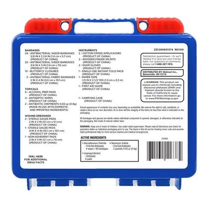 Equate On-the-Go First Aid Kit - Home, Travel, Office, Auto, School, 85 Pieces