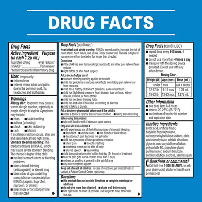 Infants' Advil Pain Reliever and Baby Fever Reducer, Infant Ibuprofen for Pain Relief, White Grape - 0.5 Fl Oz
