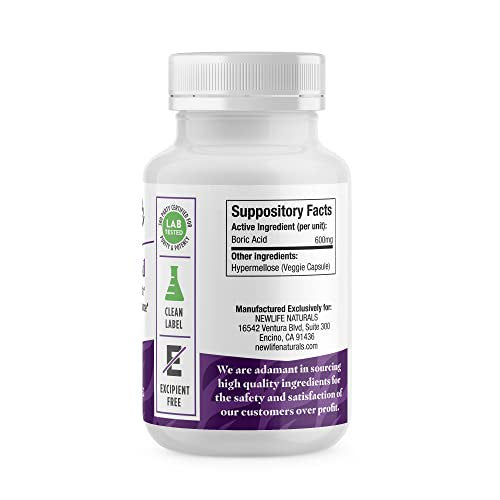 Medical Grade Boric Acid Vaginal Suppositories - 600mg - 100% Pure Womens pH Balance Pills - Yeast Infection, BV -30 Capsules: Made in USA