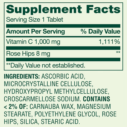Spring Valley Vitamin C 1000mg with Rose hips 100 Tablets