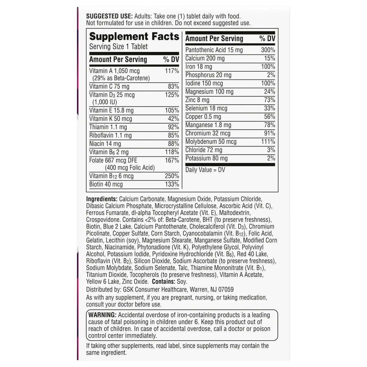 Centrum Components Centrum Multivitamin Tablet for Women 100 count | Vitamins Depots | GH