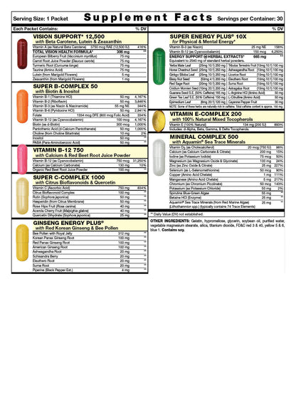 Daily Start Complete Daily Vitamin Pack - 10X Energy & Stamina Booster - Vitamins, Minerals & Antioxidants (30 Packets)