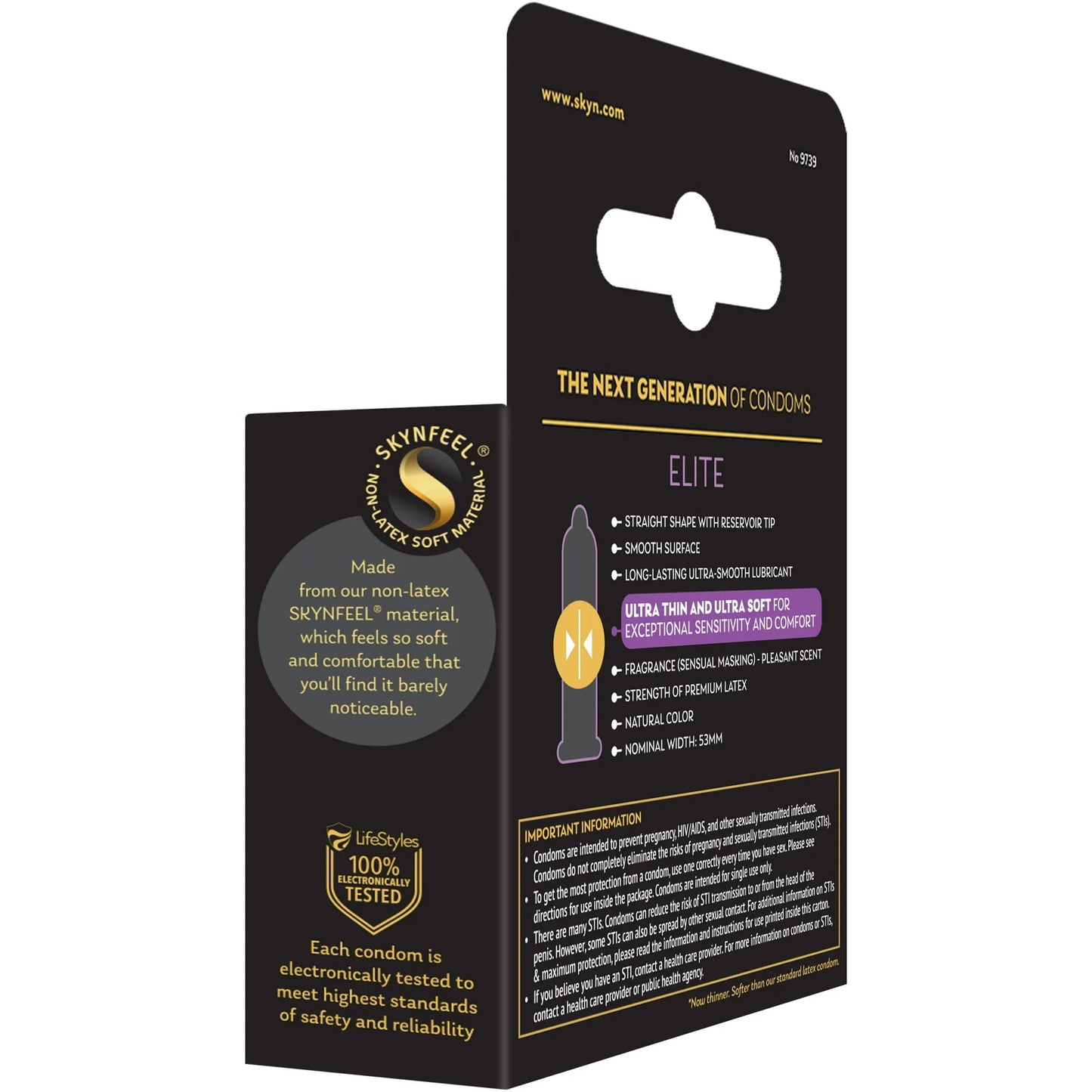 SKYN, Elite Non-Latex Lubricated Condom, 3 Count