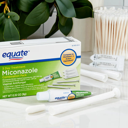 Equate Miconazole Nitrate Vaginal Suppositories (200 mg) & Miconazole Nitrate Cream (2%), Combo Pack