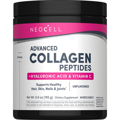 NeoCell Super Collagen Plus With Vitamin C and Hyaluronic Acid, Unflavored, Collagen Powder, 6.9 oz.