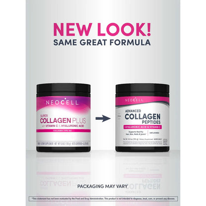 NeoCell Super Collagen Plus With Vitamin C and Hyaluronic Acid, Unflavored, Collagen Powder, 6.9 oz.
