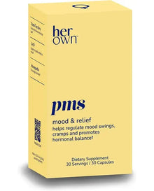 her own PMS, Supports PMS Symptoms, Promotes Positive Mood, Natural Hormone Balance, Helps Relieve Cramping, Hot Flashes Menopause Relief, Gluten and Soy Free, Vegan, 30 Capsules, 30 Servings
