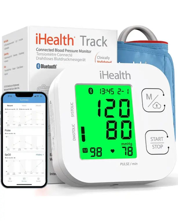 iHealth Smart Upper Arm Blood Pressure Monitor with Wide Range Cuff That fits Standard to Large Adult Arms, Bluetooth Compatible for iOS & Android Devices
