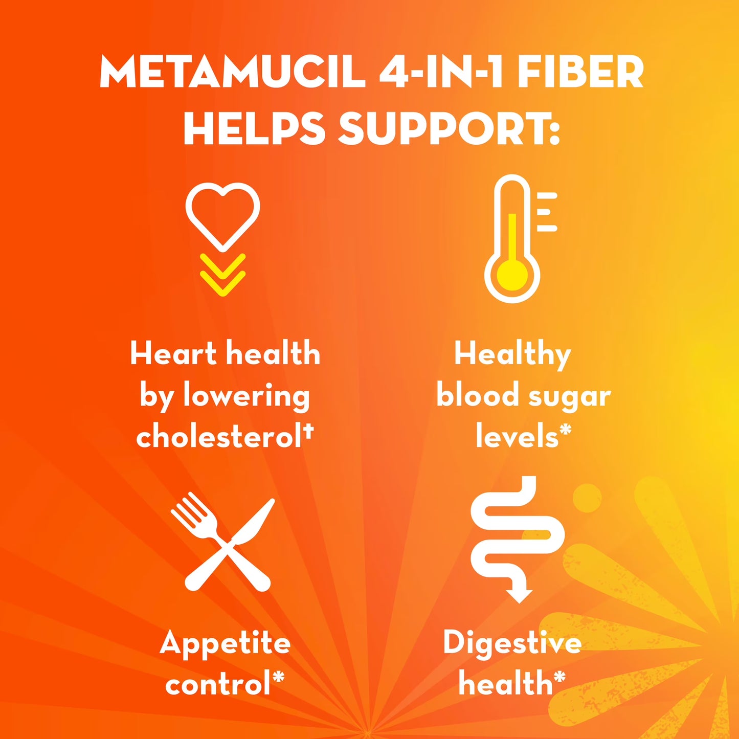 Metamucil GLP-1 Friendly Psyllium Fiber Supplement, Real Sugar Orange, 30 Tbsp