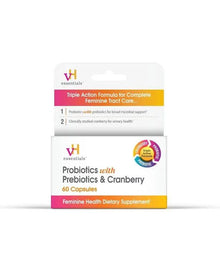 vH essentials Probiotics with Prebiotics and Cranberry Feminine Health Supplement - 60 Capsules
