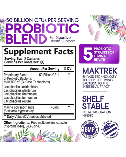 Nature's Nutrition Women's Probiotics 50 Billion CFU, Delayed Release  - 120 Capsules